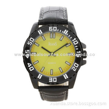Fashion watch, black case leather bands, good-quality, sport style